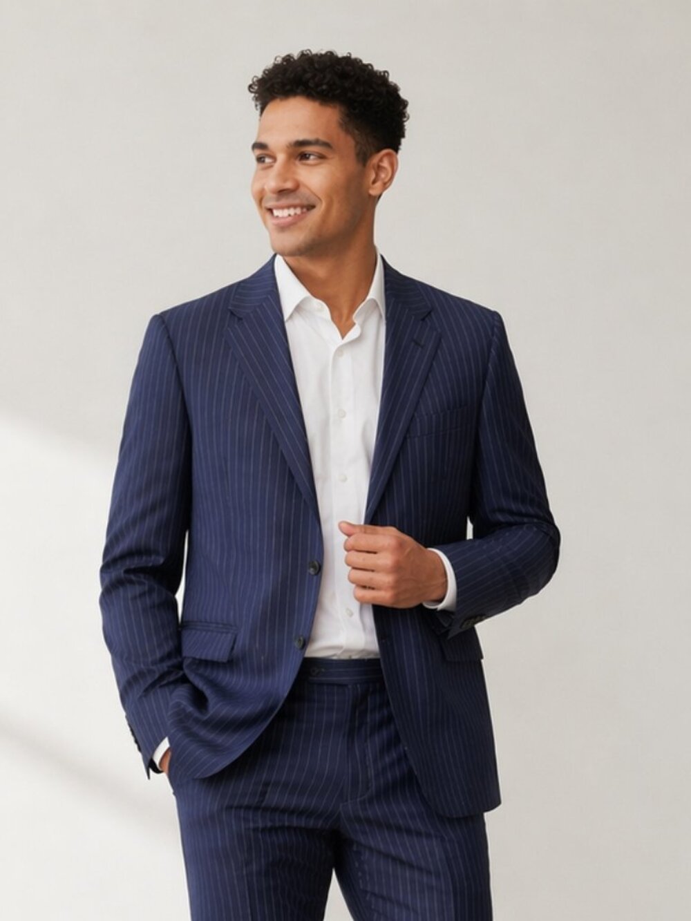 Burberry London Navy Pinstripe Wool Blazer Sport Coat Made in Italy Mens 44R